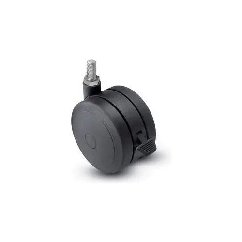 Shepherd® Threaded Stem Soft Tread Caster with Brake - 125mm Dia. 1/2-13 x 1 Stem Black