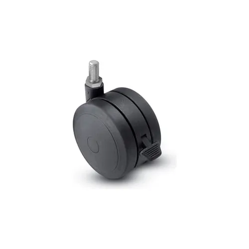 Shepherd® Threaded Stem Soft Tread Caster with Brake - 50mm Dia. 3/8-16 x 1 Stem Black