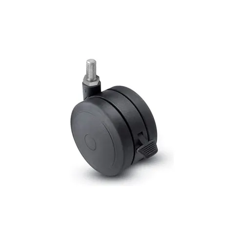 Shepherd® Threaded Stem Soft Tread Caster with Brake - 60mm Dia. 3/8-16 x 1 Stem Black