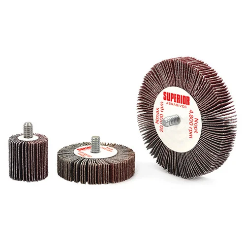 Superior Abrasives 10177 | SHUR-KUT 2" x 1/2" x 1/4"-20 60 Grit Aluminum Oxide Mounted Flap Wheel