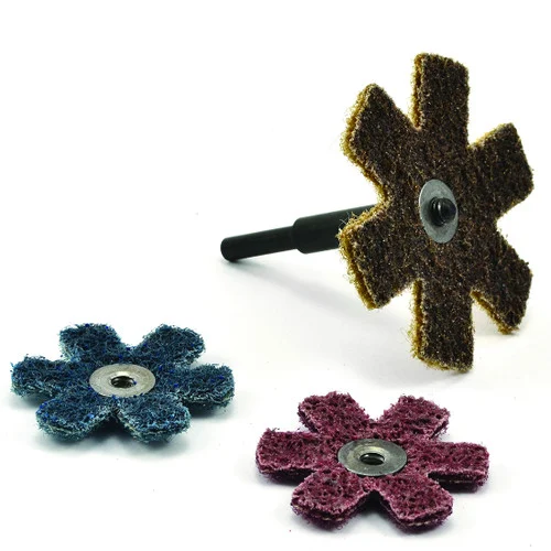 Superior Abrasives 28843 | SHUR-BRITE 4" x 1/4"-20 Very Fine Finish Duty Surface Conditioning Mandrel Mounted Star