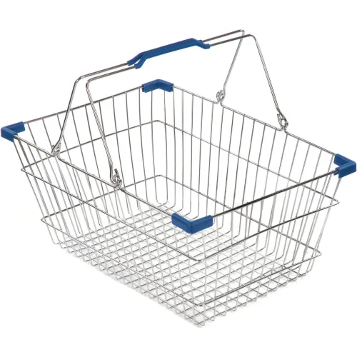 VersaCart ® Wire Shopping Basket 30 Liter w/ Blue Plastic Grips, Pack Qty of 20 Baskets